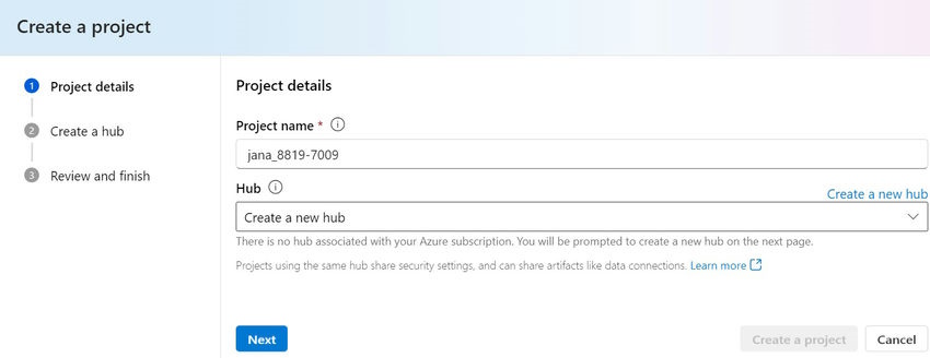 Enter project details